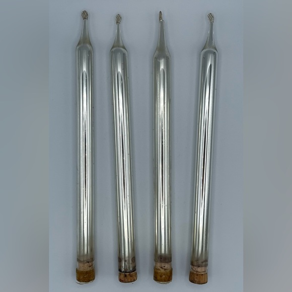 Set Of 4 VINTAGE Mercury Glass Taper Candles Cork Bottom Portugal 10.5” - Picture 1 of 3